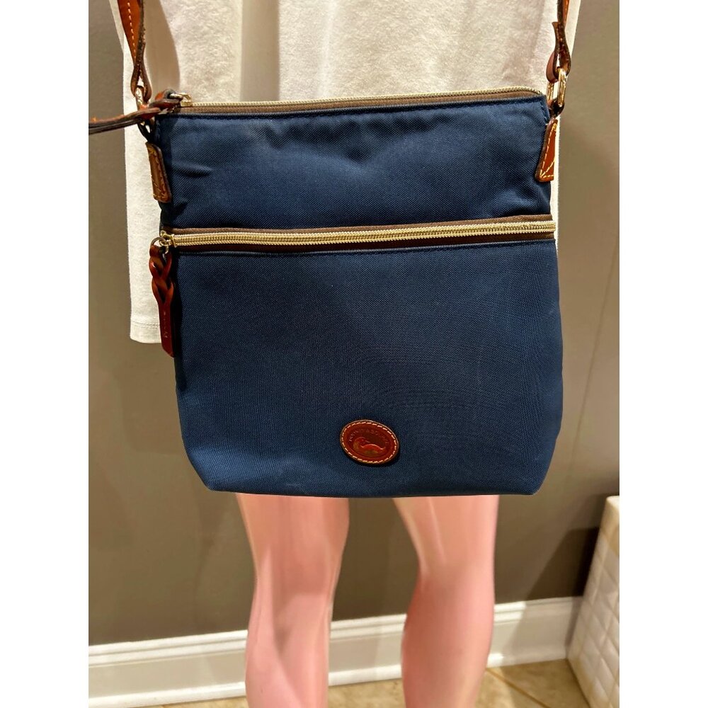 Dooney & Bourke Crossbody‎ Blue Nylon & Leather Gold Trim Hardware